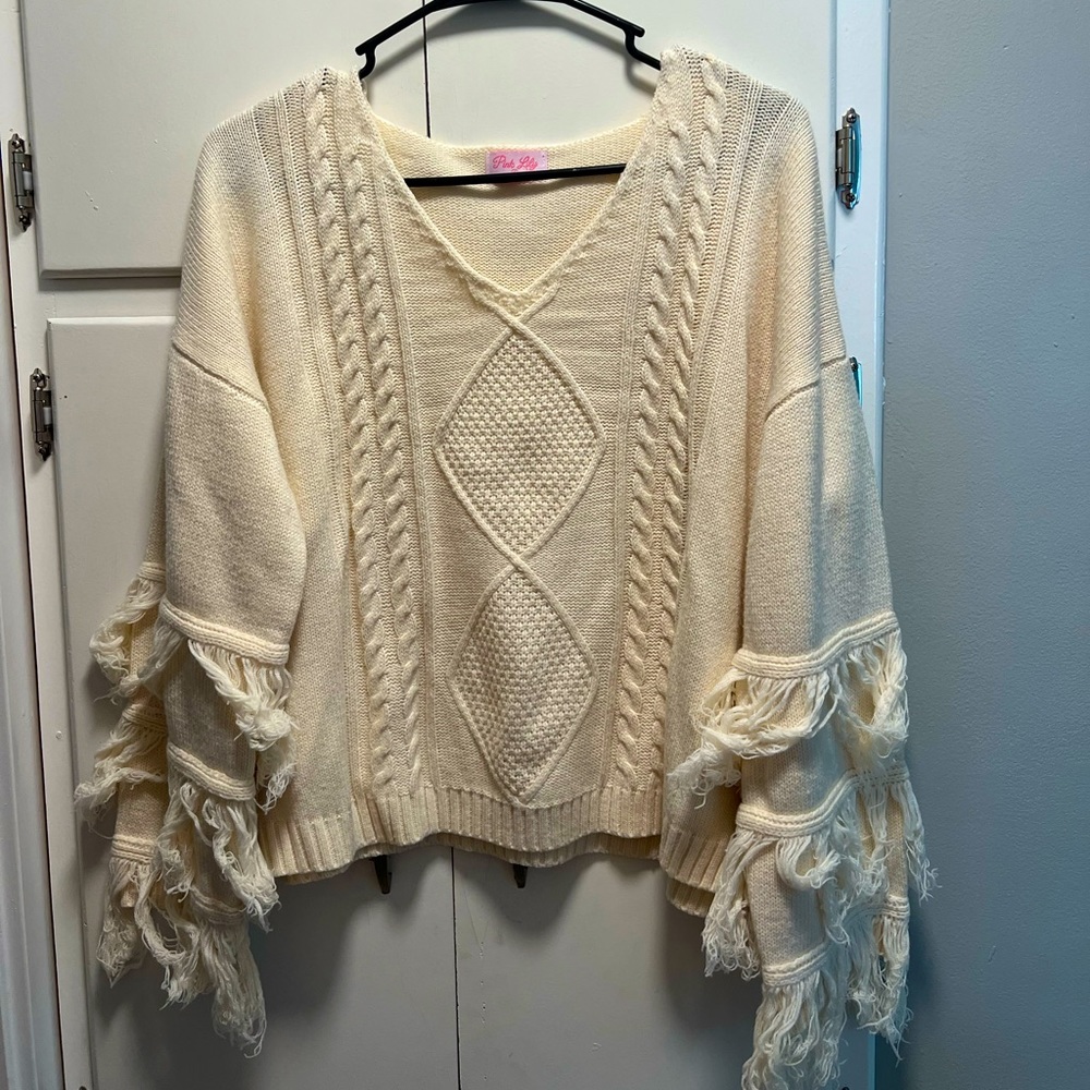 Pink Lily Cream Sweater